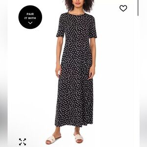 NWOT Vince Camuto Black and White Polka Dot Maxi Dress